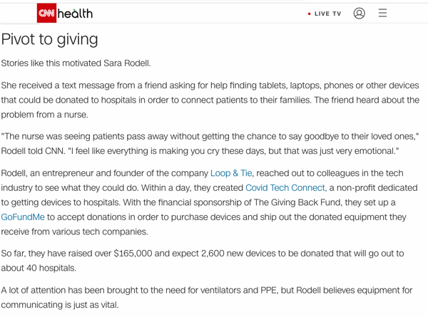 cnn covid startup loop and tie