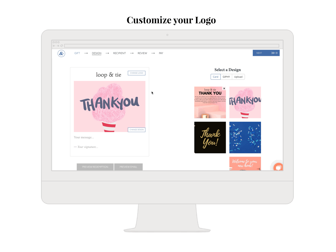 customize your logo loop and tie