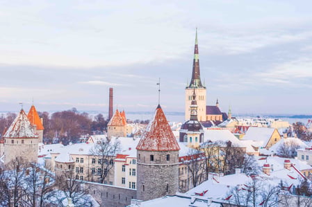Tallin, Estonia covered in a blanket of snow.