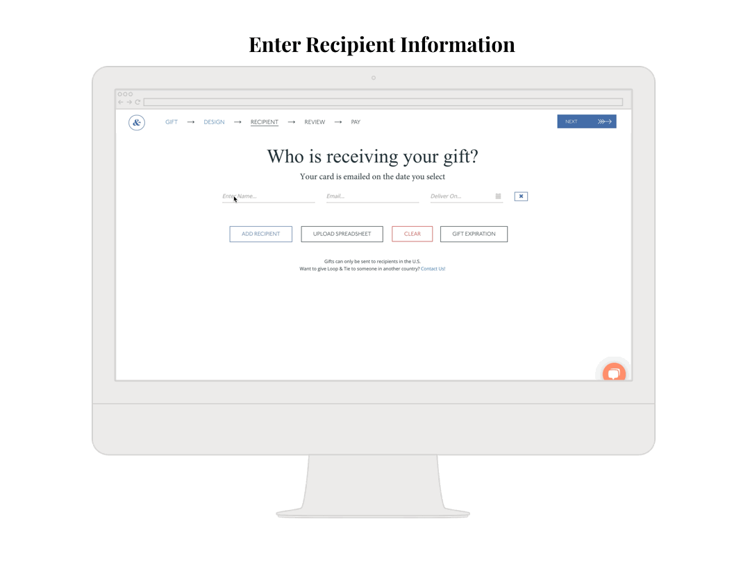 recipient information loop and tie gift