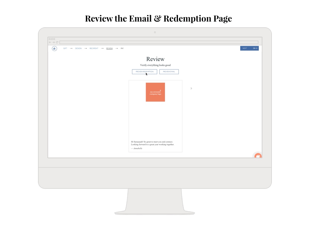 review email and redemption page 